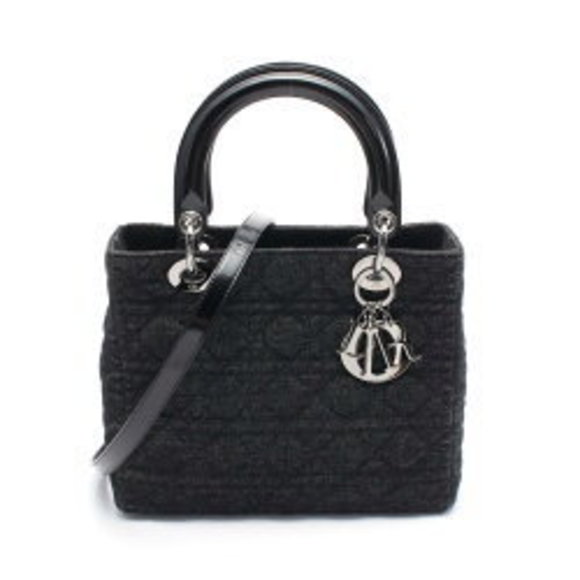 Dior Lady Handbag Denim Leather Black - Picture 1 of 5